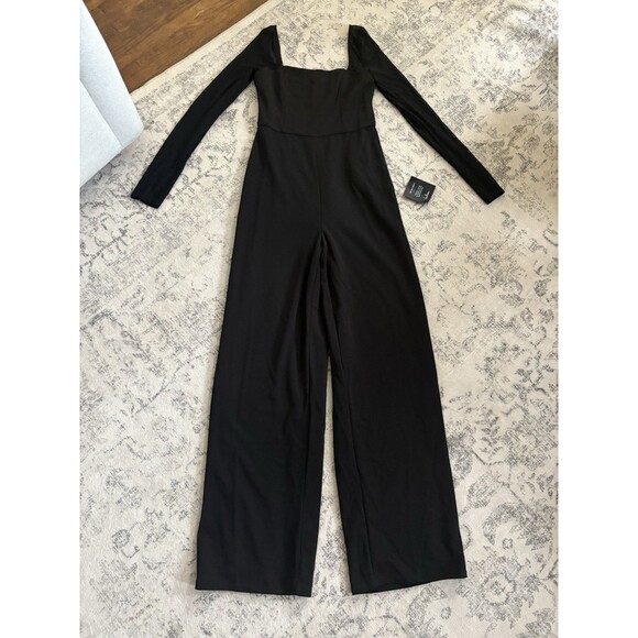 Lulus Lovingly Yours Black Mesh Long Sleeve Jumpsuit Size Medium Sexy Wedding - Picture 2 of 8